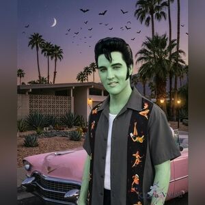 🎳Aim To Strike! Steady Men's Cut Bowling Shirt w Pin-Up Panels XL NWOT